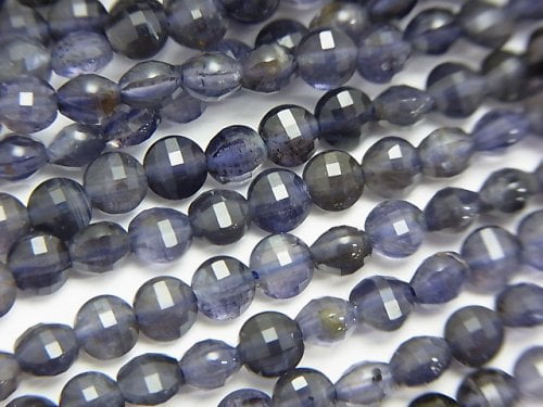 Coin, Iolite Gemstone Beads