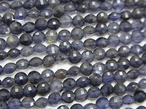 [Video] High Quality!  1strand $14.99! Iolite AA++ Faceted Coin 4x4x3mm 1strand beads (aprx.15inch/38cm)