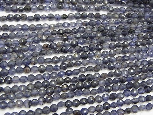 [Video] High Quality!  1strand $14.99! Iolite AA++ Faceted Coin 4x4x3mm 1strand beads (aprx.15inch/38cm)