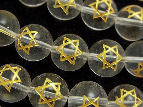 Carving, Crystal Quartz, Point, Round, Star Gemstone Beads