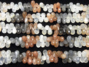 [Video]High Quality Multicolor Moonstone AAA- Drop Faceted Briolette half or 1strand beads (aprx.8inch/20cm)
