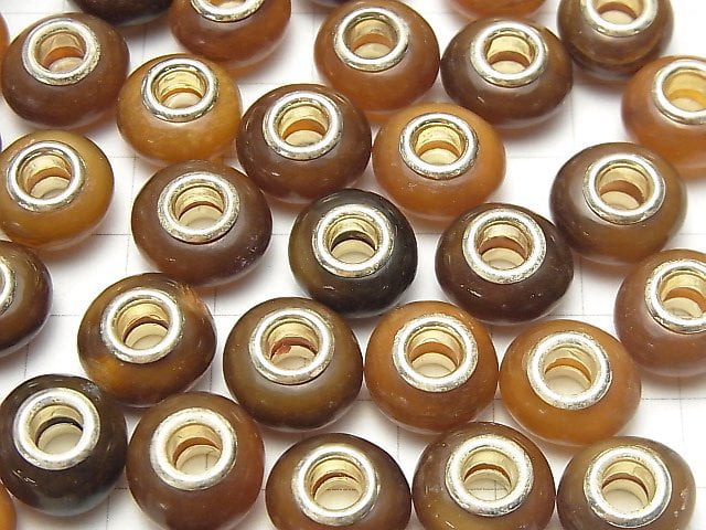 Buffalo Horn Roundel 14mm [5mm hole] Brown 5pcs