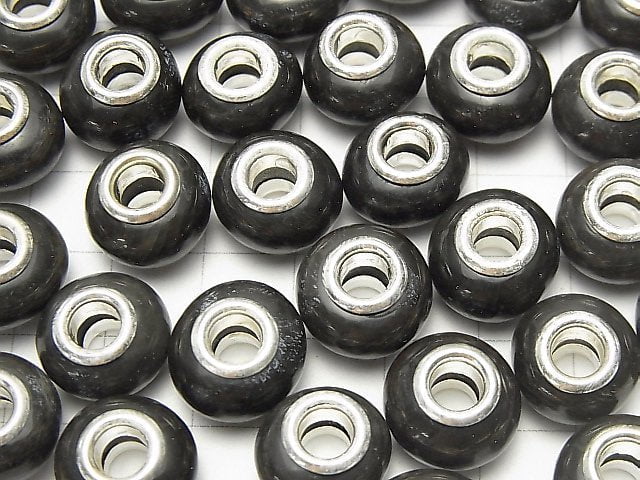 Buffalo Horn Rondelle 14mm [5mm hole] Black 5pcs