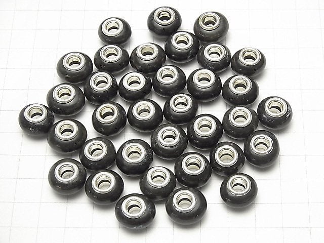Buffalo Horn Rondelle 14mm [5mm hole] Black 5pcs