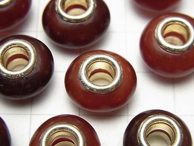Buffalo Horn Rondelle 14mm [5mm Hole] Red 5pcs
