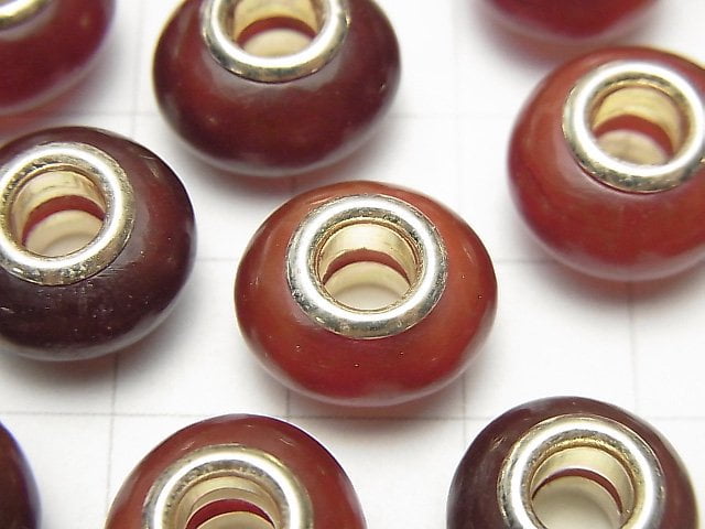Buffalo Horn Rondelle 14mm [5mm hole] Red 5pcs