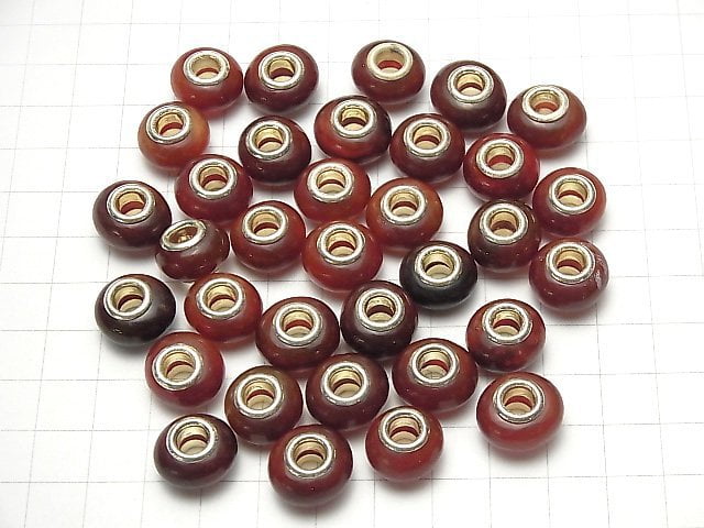 Buffalo Horn Rondelle 14mm [5mm hole] Red 5pcs