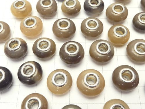 Buffalo Horn Roundel 15 mm [5 mm hole] gray 5 pcs $3.79!