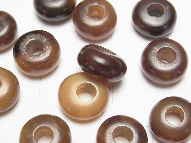 Buffalo Horn Roundel 14mm [5mm hole] Brown 5pcs