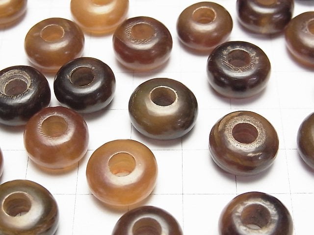 Buffalo Horn Roundel 14mm [5mm hole] Brown 5pcs