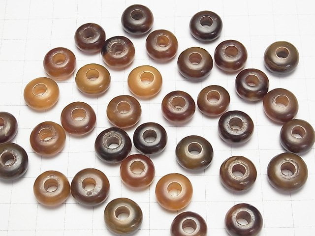 Buffalo Horn Roundel 14mm [5mm hole] Brown 5pcs