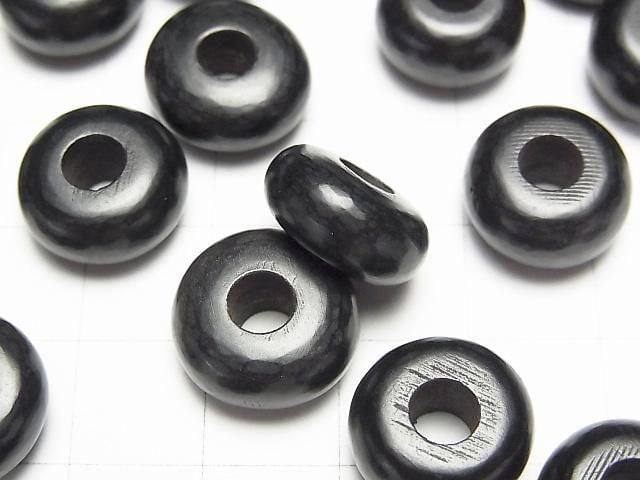 Buffalo Horn Rondelle 14mm [5mm Hole] Black 5pcs