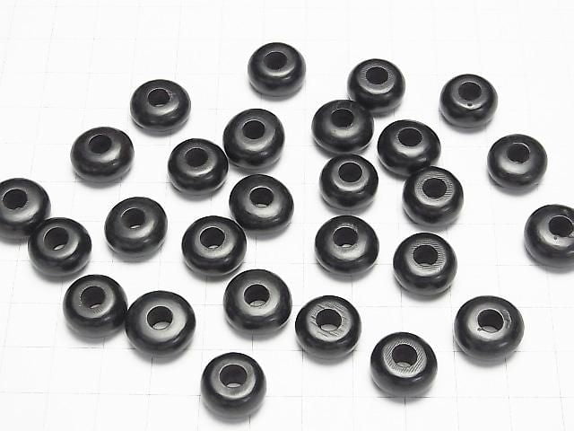 Buffalo Horn Rondelle 14mm [5mm Hole] Black 5pcs