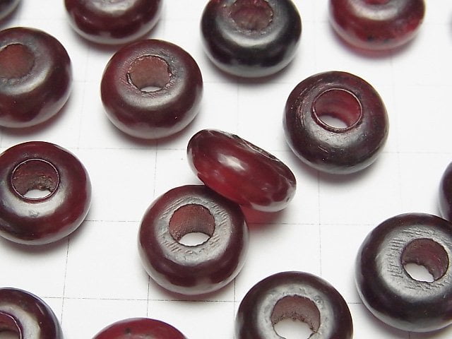 Buffalo Horn Rondelle 14mm [5mm hole] Red 5pcs