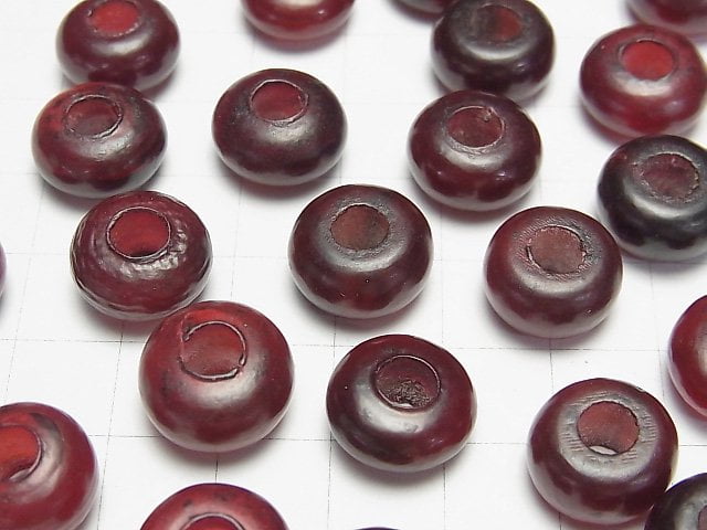 Buffalo Horn Roundel 14mm [5mm hole] Red 5pcs