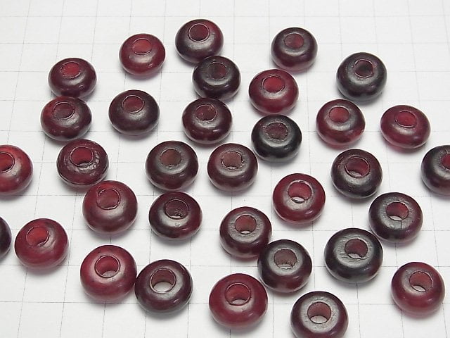 Buffalo Horn Rondelle 14mm [5mm hole] Red 5pcs