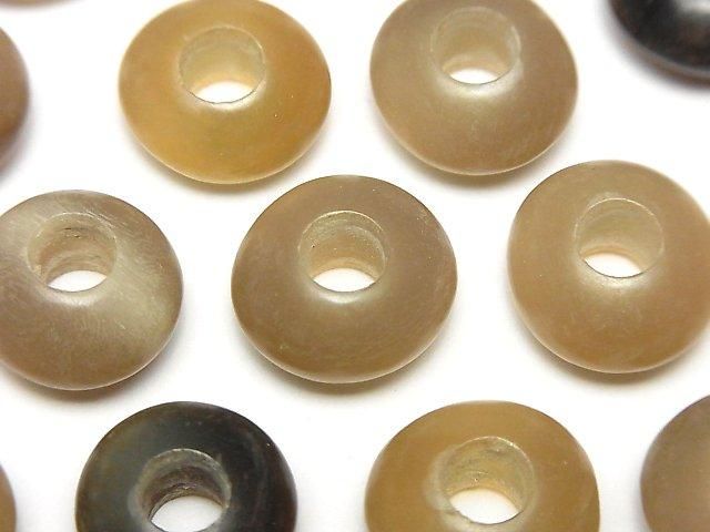 Buffalo Horn Rondelle 14mm [5mm Hole] Gray 5pcs