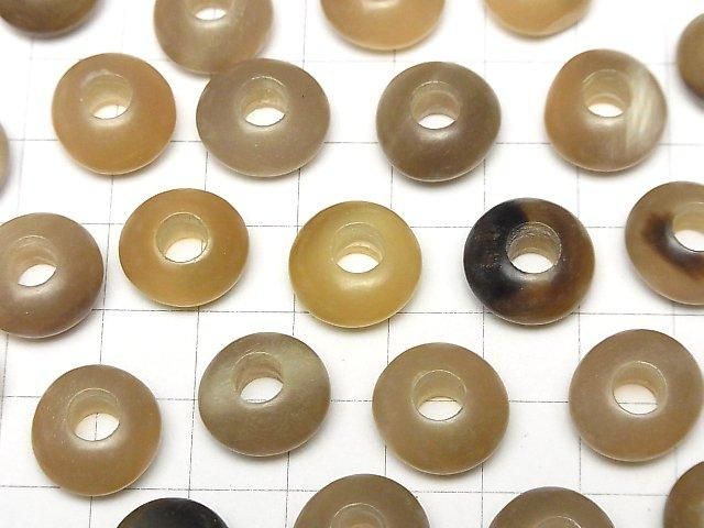 Buffalo Horn Rondelle 14mm [5mm Hole] Gray 5pcs
