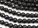 High Quality! Black Tourmaline AA++ 128 Faceted Round 6mm half or 1 strand beads (aprx.15inch/37cm)