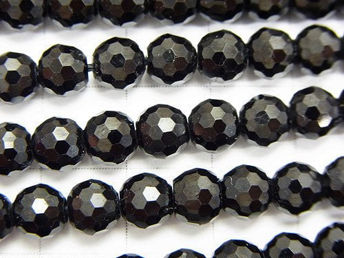 High Quality! Black Tourmaline AA ++ 128 Faceted Round 6 mm half or 1 strand beads (aprx.15 inch / 37 cm)