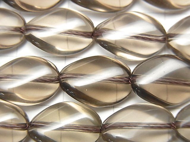 [Video] High Quality Smoky Quartz AAA Twist Oval 14x10x5mm half or 1strand beads (aprx.15inch / 36cm)