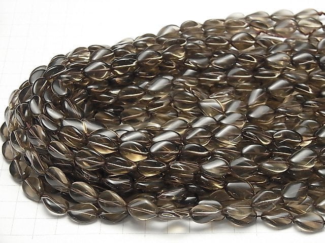 [Video] High Quality Smoky Quartz AAA Twist Oval 14x10x5mm half or 1strand beads (aprx.15inch / 36cm)