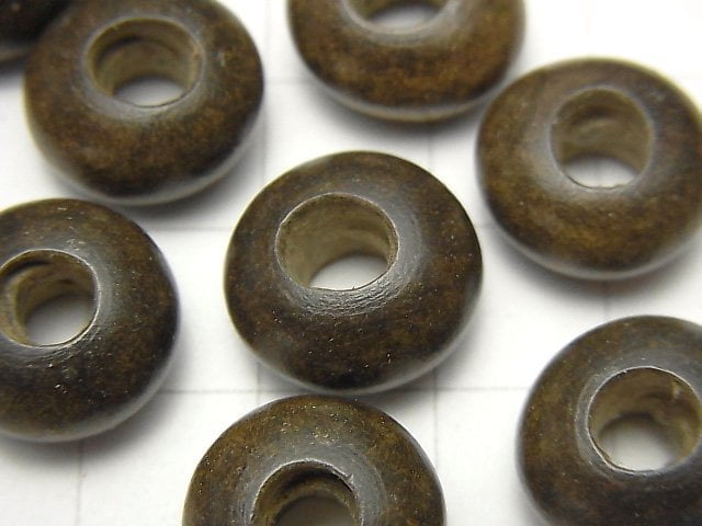 Gray Wood Roundel 14mm [5mm hole] 10pcs