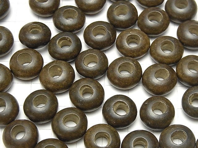 Gray Wood Roundel 14mm [5mm hole] 10pcs