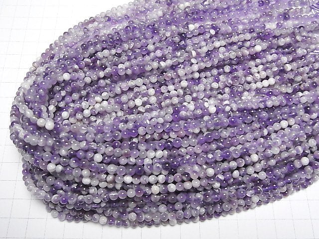 [Video] Stripe Amethyst Round 4mm 1strand beads (aprx.15inch/37cm)