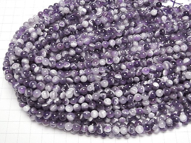 [Video] Stripe Amethyst Round 6mm 1strand beads (aprx.15inch / 38cm)