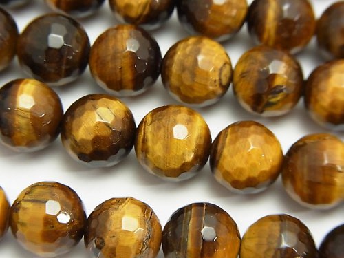 Faceted Round, Tiger's Eye Gemstone Beads