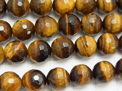 1strand $7.79! Yellow Tiger's Eye AA 128 Faceted Round 10 mm 1strand beads (aprx.15 inch / 38 cm)