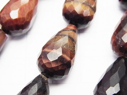 Red Tiger's Eye AA Vertical Hole Faceted Drop 20 x 12 x 12 mm half or 1 strand beads (aprx. 15 inch / 37 cm)