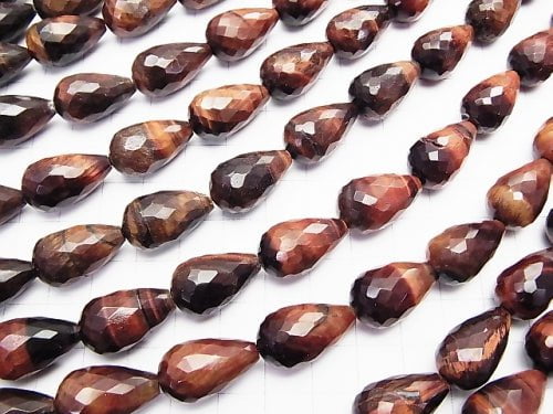 Red Tiger's Eye AA Vertical Hole Faceted Drop 20 x 12 x 12 mm half or 1 strand beads (aprx. 15 inch / 37 cm)