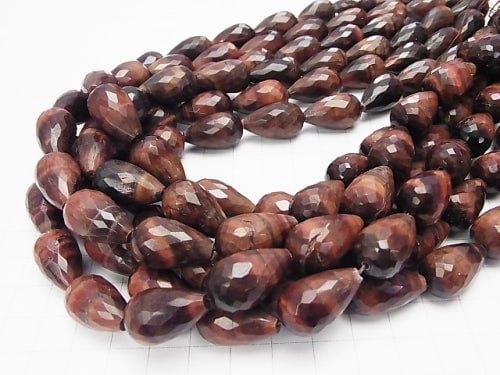 Red Tiger's Eye AA Vertical Hole Faceted Drop 20 x 12 x 12 mm half or 1 strand beads (aprx. 15 inch / 37 cm)