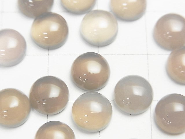 [Video] Gray Onyx AAA Round Cabochon 8x8mm 5pcs