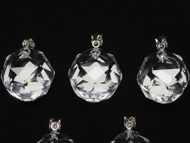 [Video]High Quality! Crystal AAA Star Faceted Round 18mm Pendant Silver925 1pc