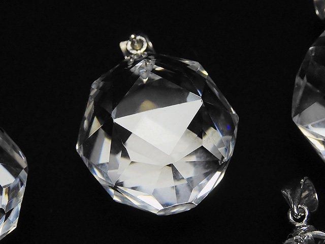 [Video] High Quality! Crystal AAA Star Faceted Round 20mm Pendant Silver925 1pc