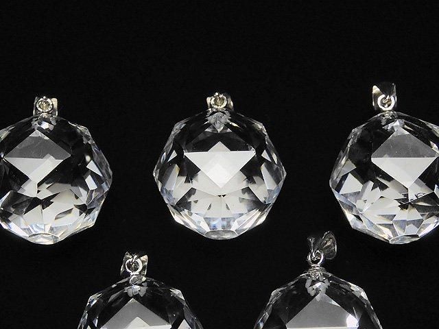 [Video] High Quality! Crystal AAA Star Faceted Round 20mm Pendant Silver925 1pc