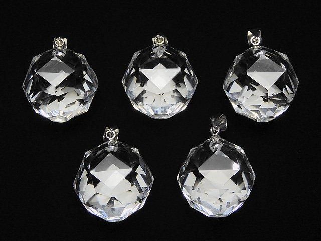 [Video] High Quality! Crystal AAA Star Faceted Round 20mm Pendant Silver925 1pc