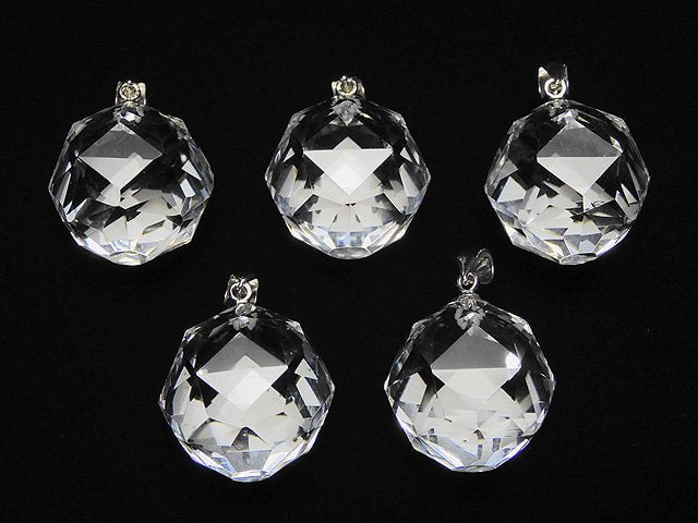 [Video]High Quality! Crystal AAA Star Faceted Round 20mm Pendant Silver925 1pc