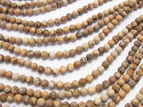 1strand $3.79! Frost Picture Jasper Round 4mm 1strand beads (aprx.15inch / 37cm)