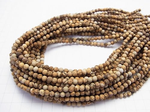 1strand $3.79! Frost Picture Jasper Round 4mm 1strand beads (aprx.15inch / 37cm)