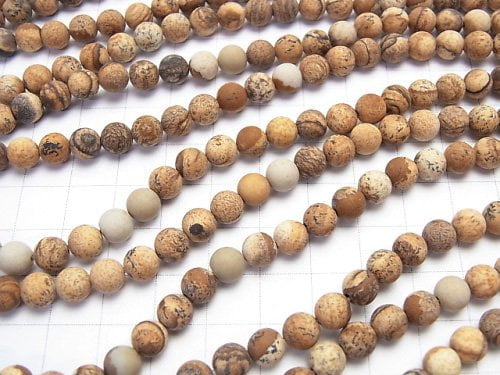 Frost Picture Jasper Round 6mm 1strand beads (aprx.15inch/36cm)