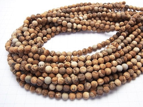 Frost Picture Jasper Round 6mm 1strand beads (aprx.15inch/36cm)