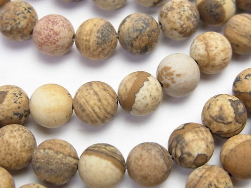 Frost Picture Jasper Round 8mm 1strand beads (aprx.15inch/36cm)