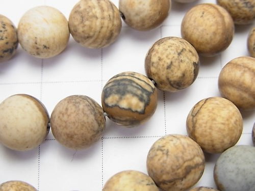 Frost Picture Jasper Round 8mm 1strand beads (aprx.15inch/36cm)