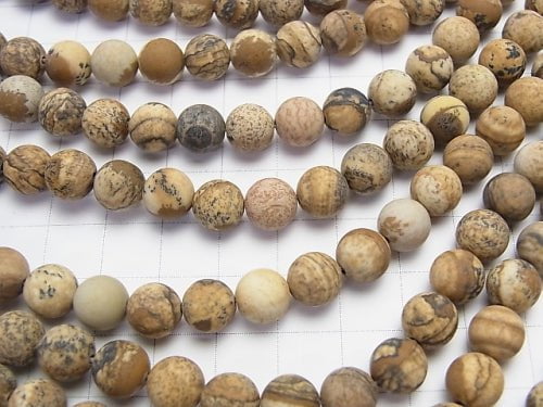 Frost Picture Jasper Round 8mm 1strand beads (aprx.15inch/36cm)