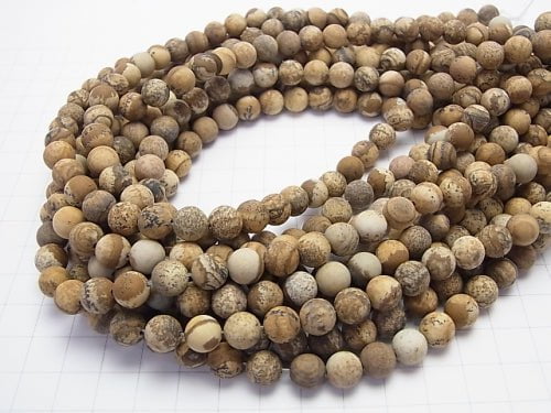 Frost Picture Jasper Round 8mm 1strand beads (aprx.15inch/36cm)