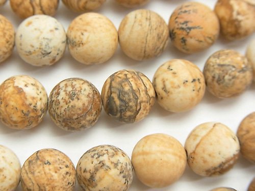 Frost Picture Jasper Round 10mm 1strand beads (aprx.15inch/36cm)